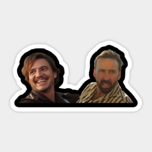 Pedro Pascal and Nicolas Cage meme Sticker